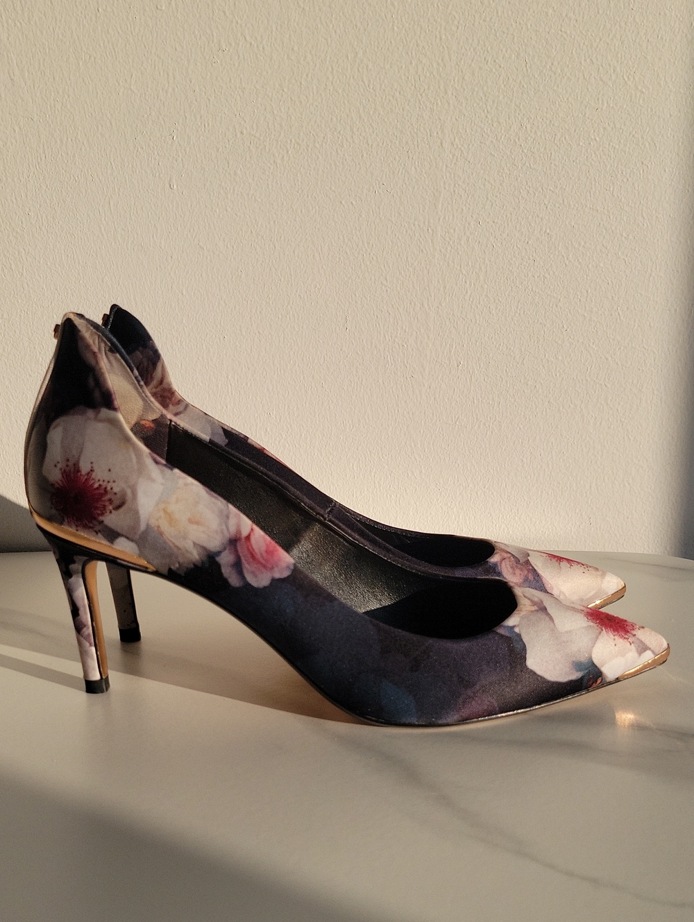 Ted Baker Navy Floral Pointed-Toe Pumps
